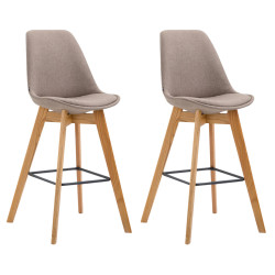 Ensemble de 2 tabourets de bar Metz en tissu taupe naturel