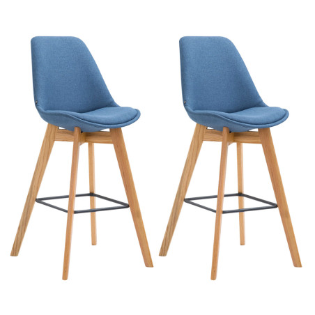 Conjunto de 2 banquetas de bar em tecido Metz azul natural