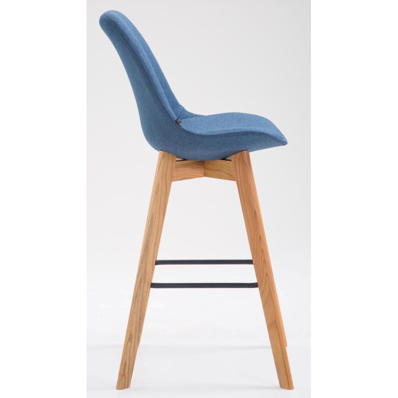 Ensemble de 2 tabourets de bar Metz en tissu bleu naturel