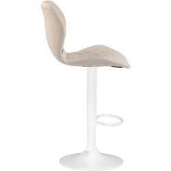 Ensemble de 2 tabourets de bar, revêtement en liège et tissu, blanc/crème