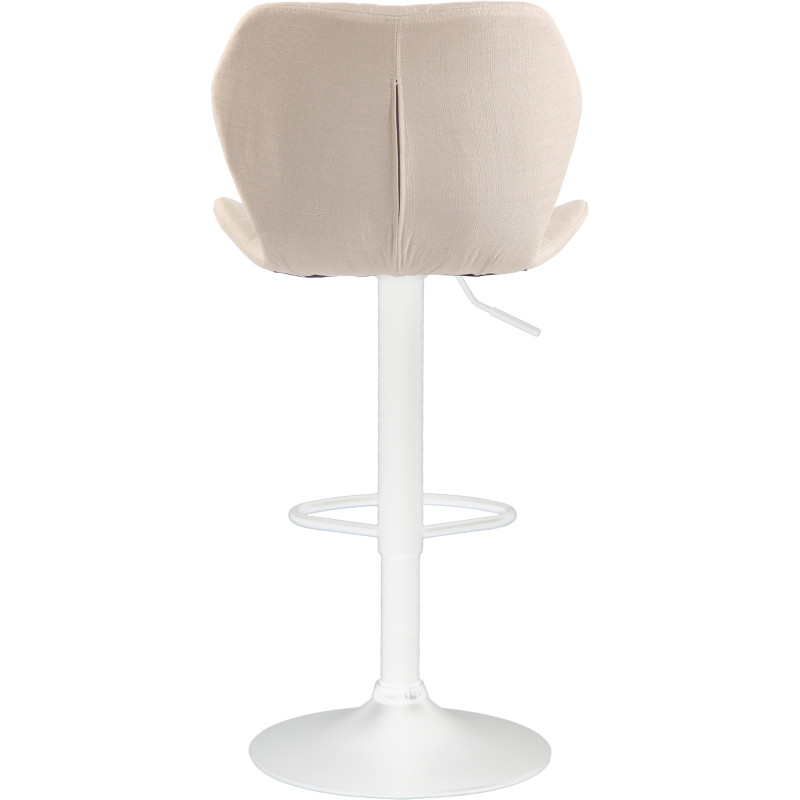 Ensemble de 2 tabourets de bar, revêtement en liège et tissu, blanc/crème