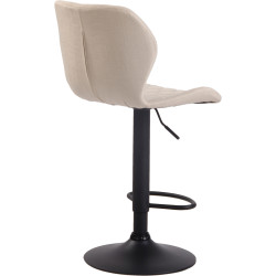 Ensemble de 2 tabourets de bar, revêtement en liège et tissu, noir et crème