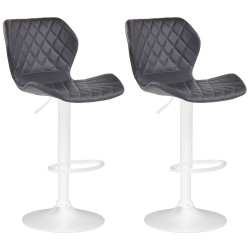 Conjunto de 2 banquetas de bar, cortiça, couro sintético, branco/preto