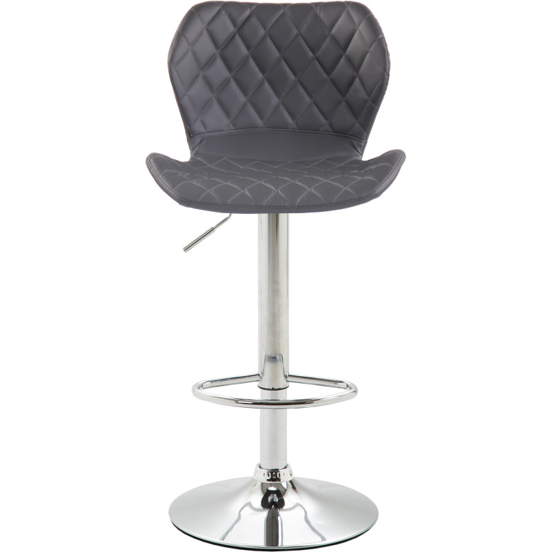 Ensemble de 2 tabourets de bar, liège, similicuir, gris chromé