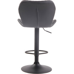 Ensemble de 2 tabourets de bar, revêtement en liège et similicuir, noir et gris