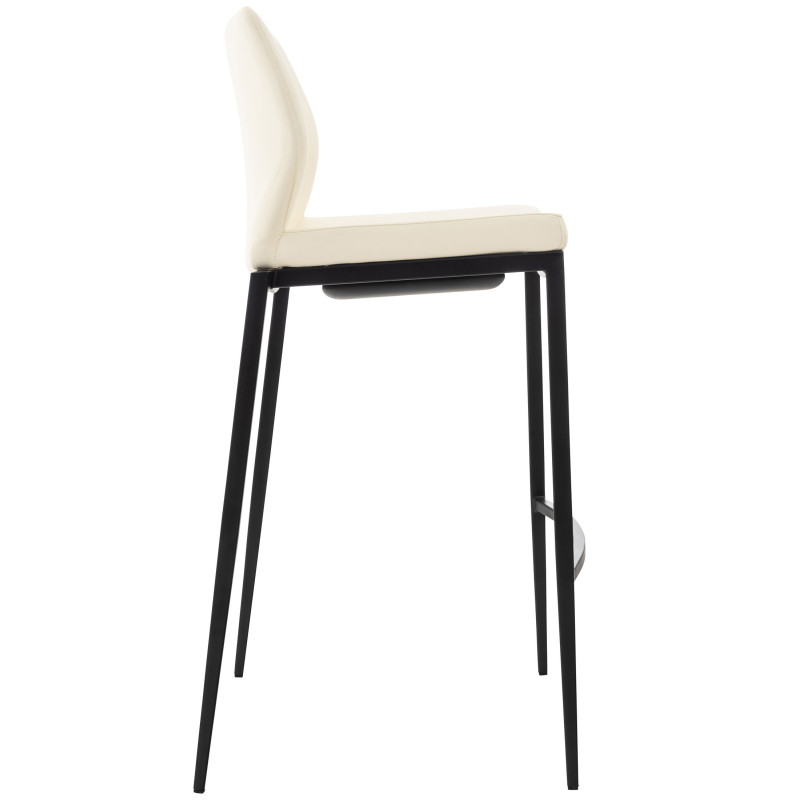 Taburete de bar Matola, piel sintética, negro y crema