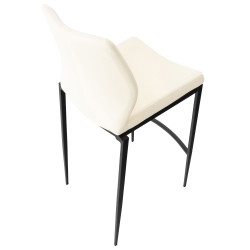 Banqueta de bar Matola, em couro sintético, preta e creme.