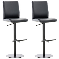 Lot de 2 tabourets de bar Cadiz, similicuir, noir