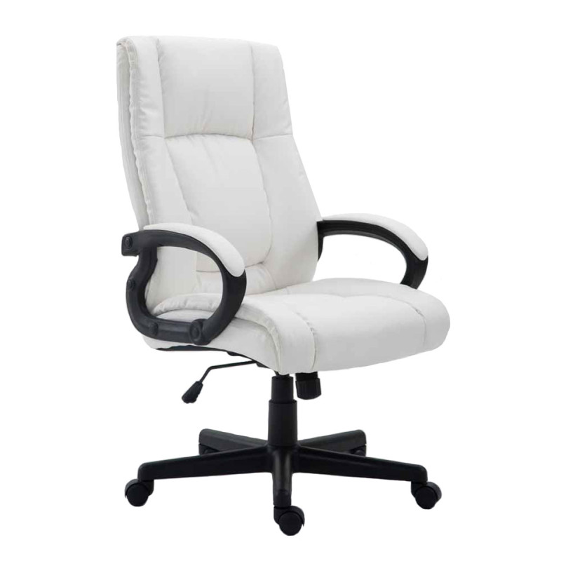 Chaise de bureau XL Sparta en cuir artificiel blanc