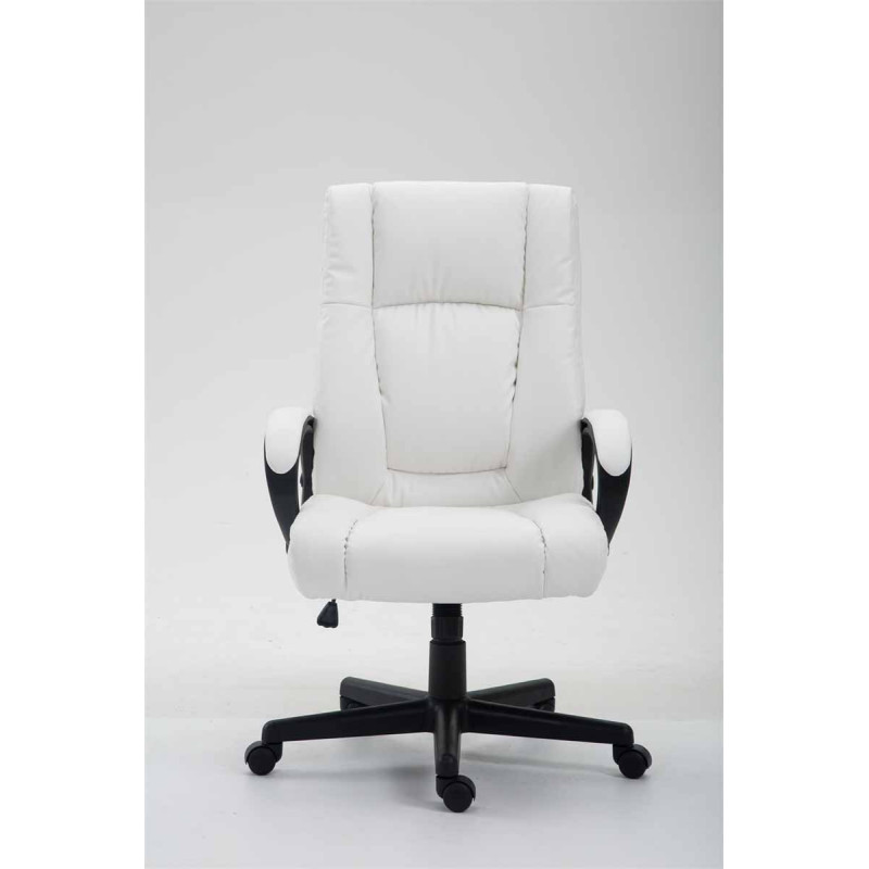 Chaise de bureau XL Sparta en cuir artificiel blanc
