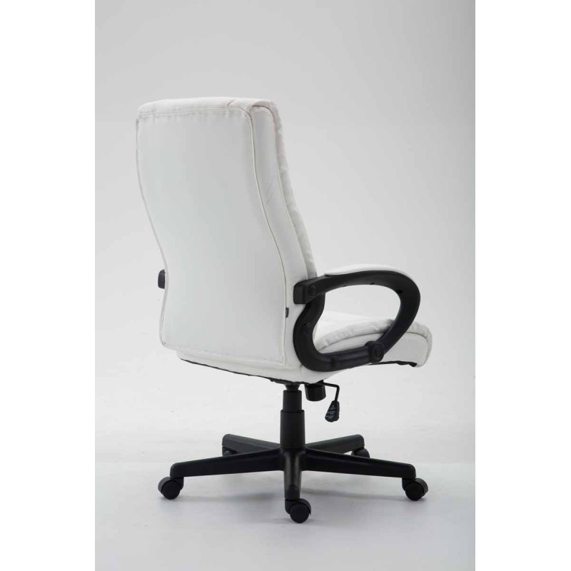 Chaise de bureau XL Sparta en cuir artificiel blanc