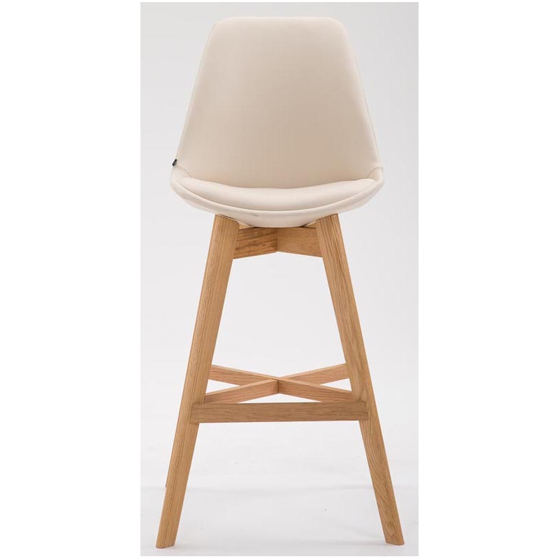 Juego de 2 taburetes de bar Cannes en piel sintética color crema natural
