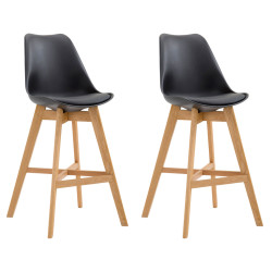 Lot de 2 tabourets de bar Cannes, en plastique noir naturel