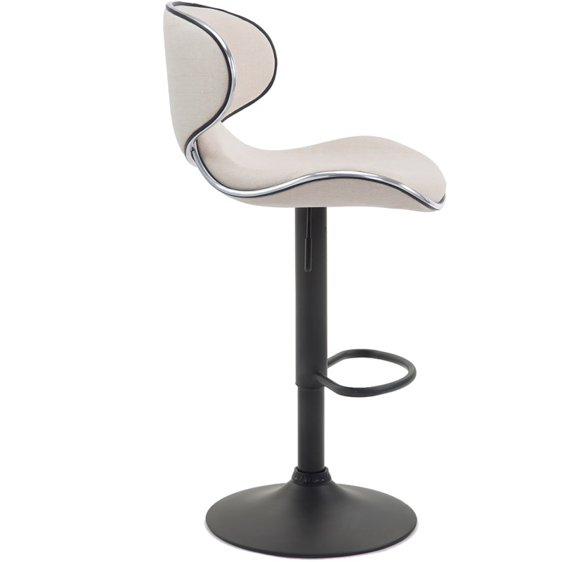 Tabouret de bar Las Vegas V2, tissu, noir et crème