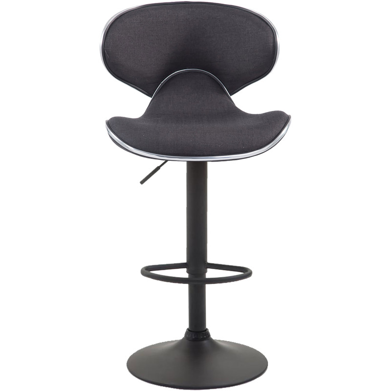 Tabouret de bar Las Vegas V2, tissu : noir/gris foncé