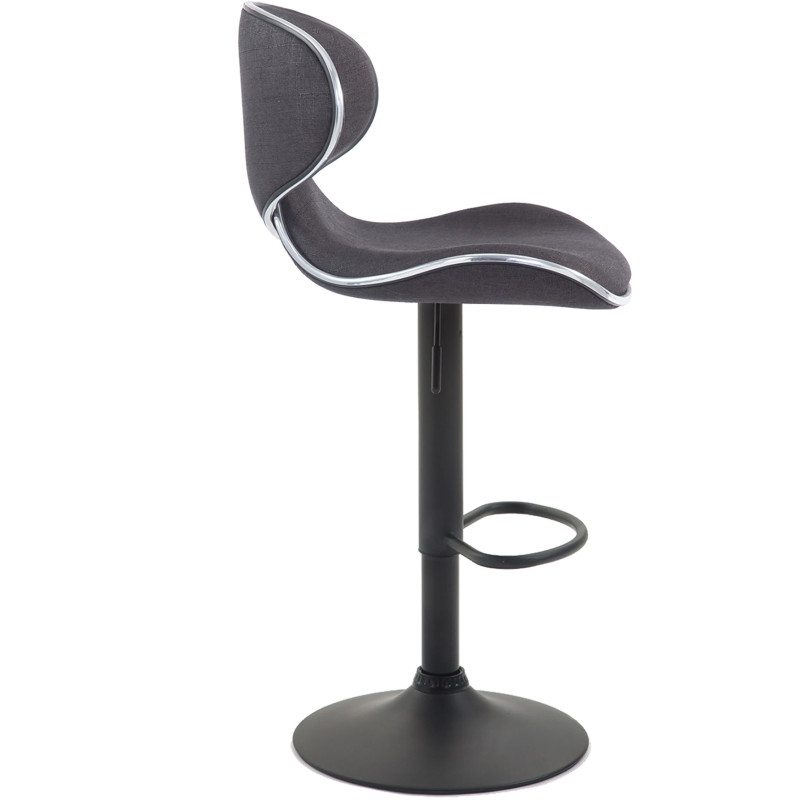 Tabouret de bar Las Vegas V2, tissu : noir/gris foncé