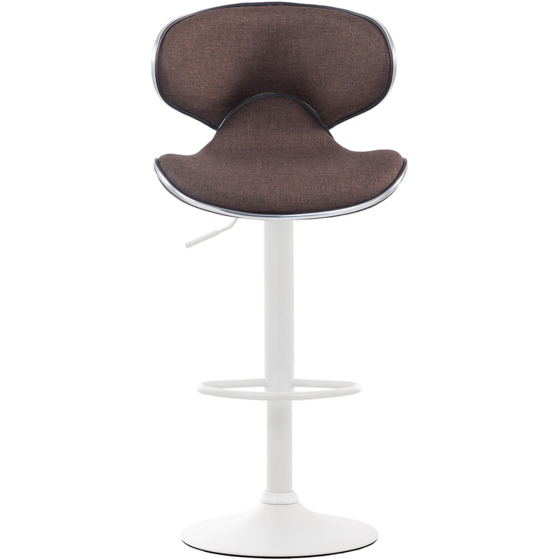 Tabouret de bar Las Vegas V2, tissu, blanc/marron