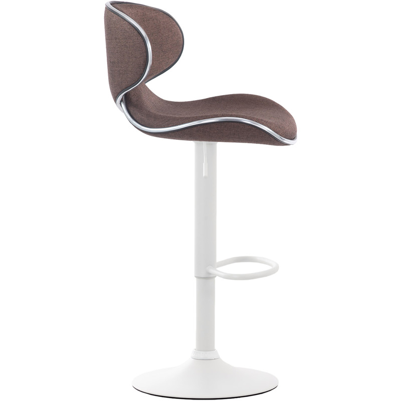 Tabouret de bar Las Vegas V2, tissu, blanc/marron