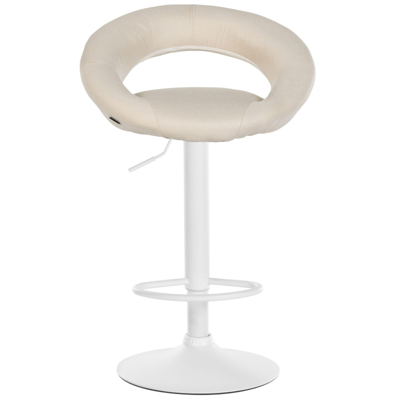 Tabouret de bar Olinda, tissu blanc/crème