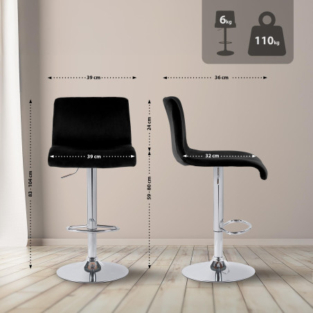 Tabouret de bar Hoover Velvet C noir