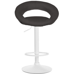 Taburete de bar Olinda, tapizado en tela blanca y gris oscuro.