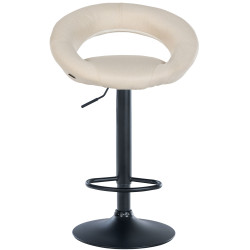 Tabouret de bar Olinda, tissu, noir et crème
