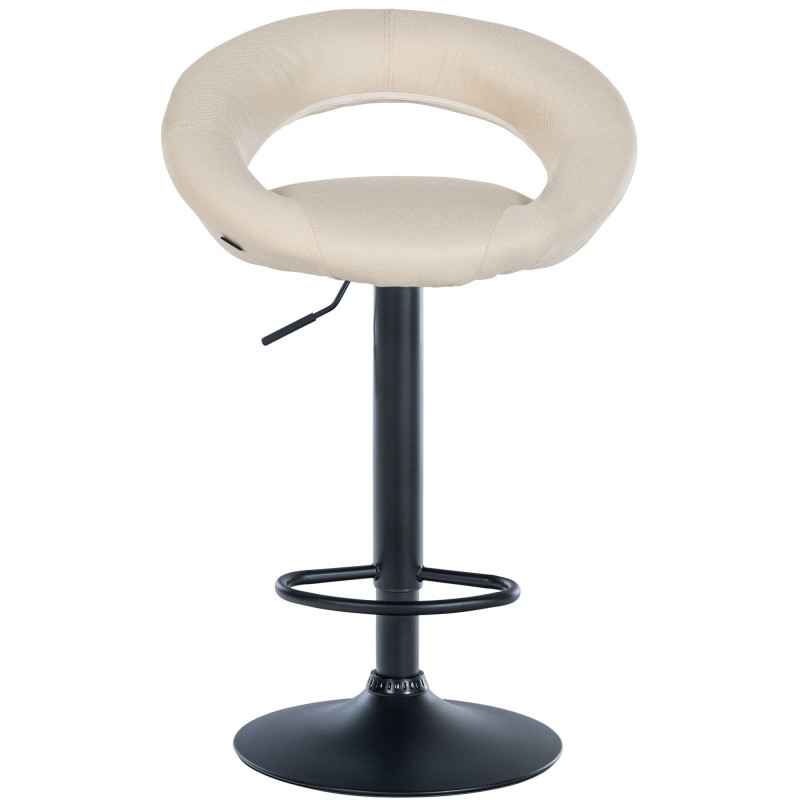 Tabouret de bar Olinda, tissu, noir et crème