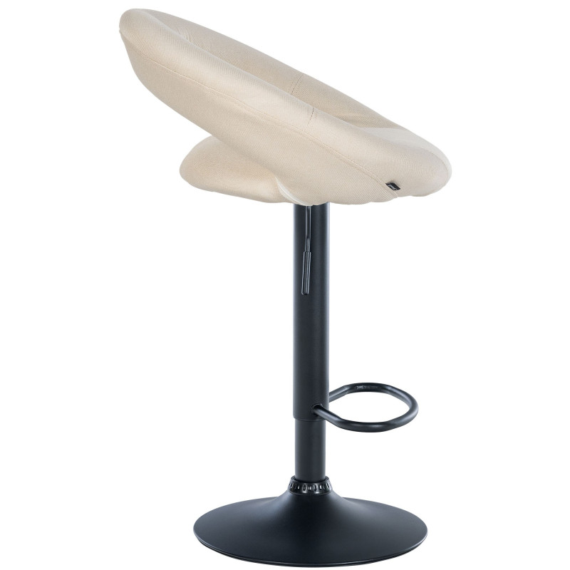 Tabouret de bar Olinda, tissu, noir et crème