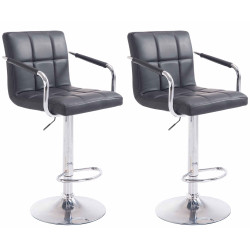 Lot de 2 tabourets de bar Lucy V2, chromés et noirs