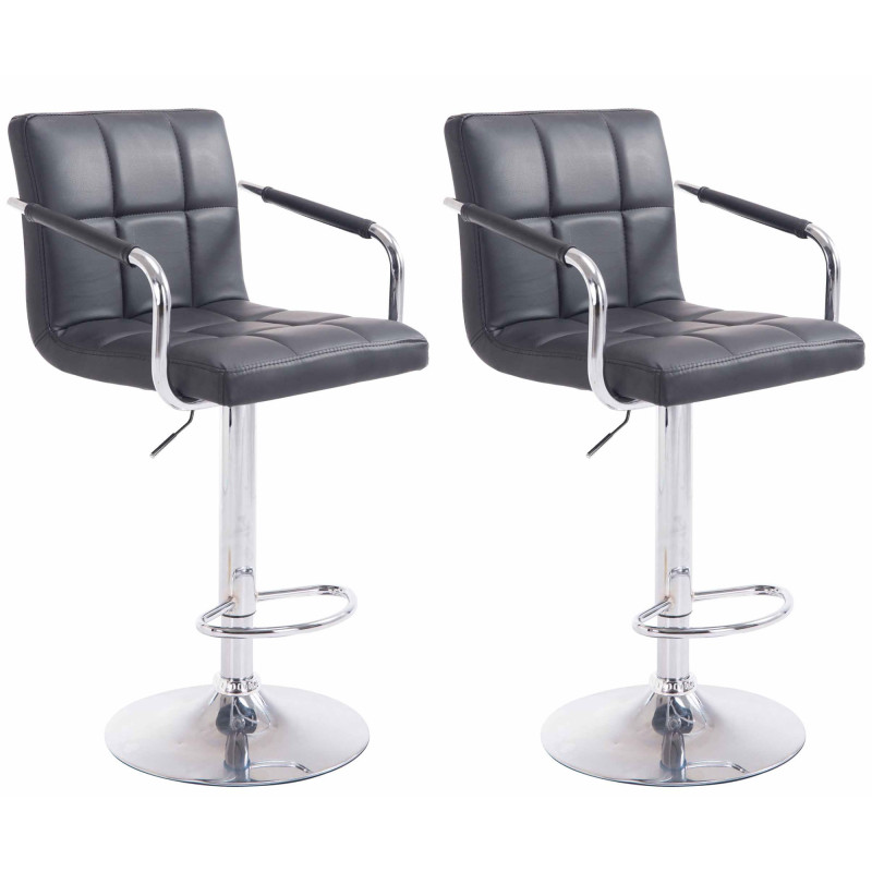 Set di 2 sgabelli da bar Lucy V2, cromati e neri