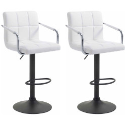 Ensemble de 2 tabourets de bar Lucy V2 noir et blanc