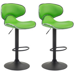 Ensemble de 2 tabourets de bar Las Vegas V2, similicuir, noir/vert