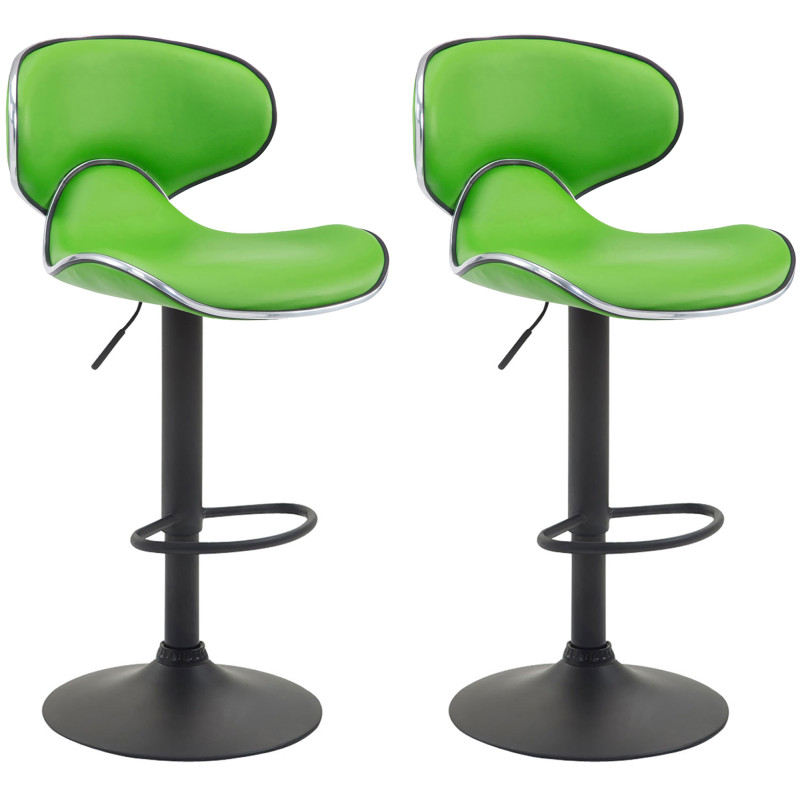 Conjunto de 2 banquetas de bar Las Vegas V2, em couro sintético, preto/verde