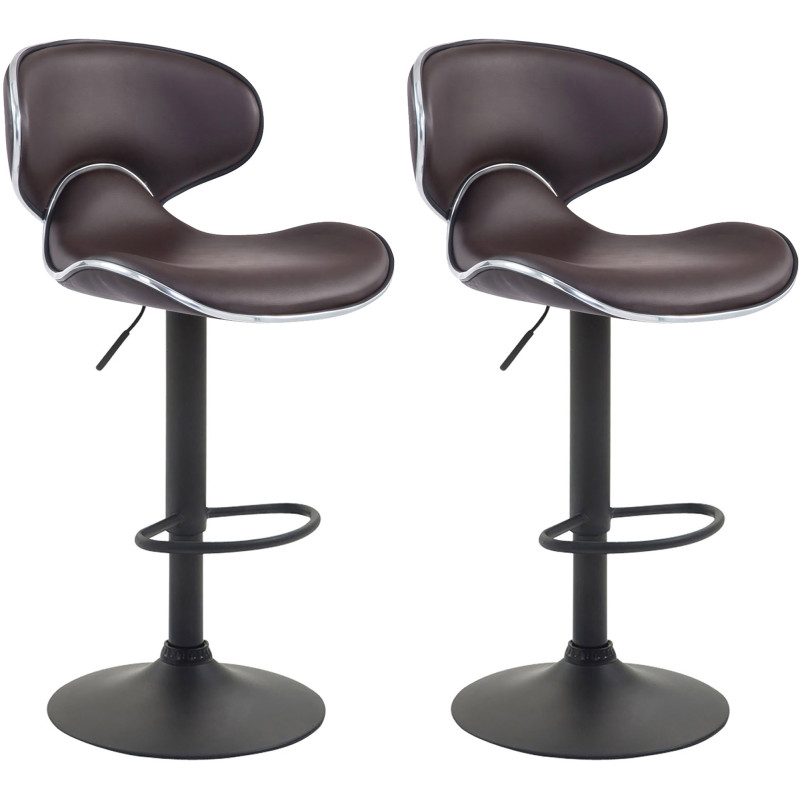Set di 2 sgabelli da bar Las Vegas V2, similpelle, nero/marrone