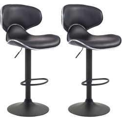 Ensemble de 2 tabourets de bar Las Vegas V2, similicuir, noir