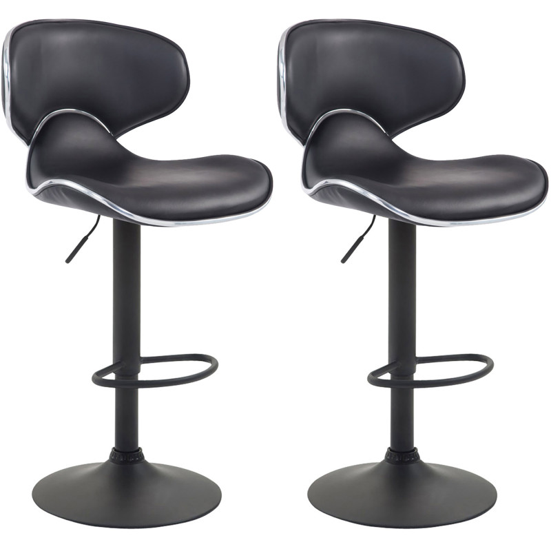 Juego de 2 taburetes de bar Las Vegas V2, piel sintética, negros
