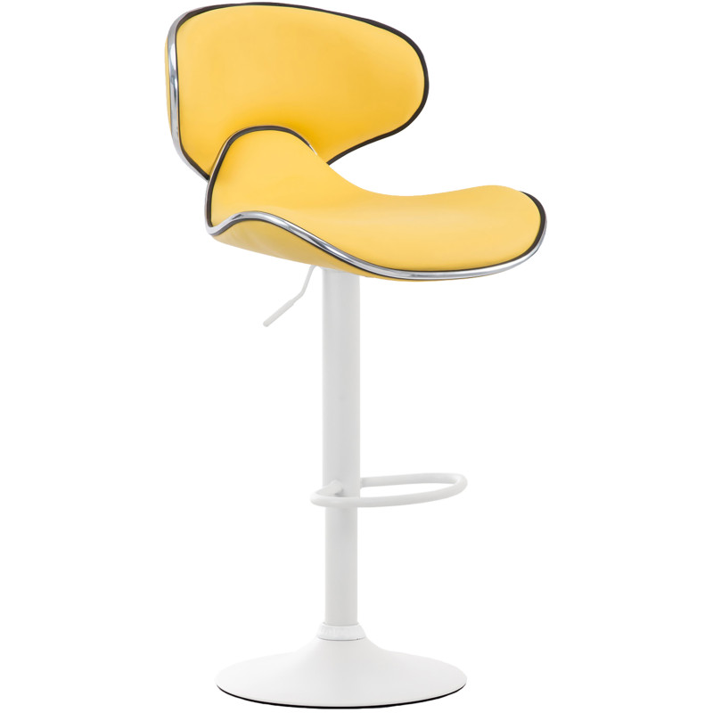 Conjunto de 2 banquetas de bar Las Vegas V2, em couro sintético, branco/amarelo