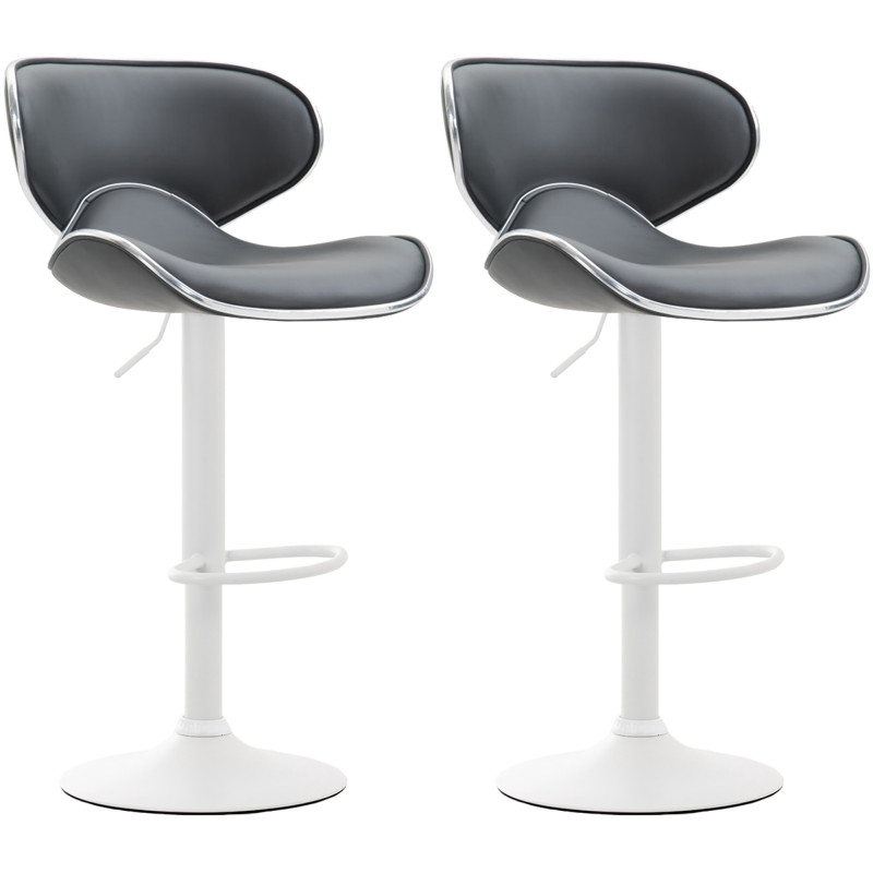 Ensemble de 2 tabourets de bar Las Vegas V2, similicuir, blanc/gris
