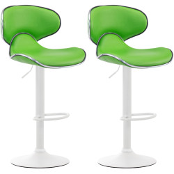 Ensemble de 2 tabourets de bar Las Vegas V2, similicuir, blanc/vert