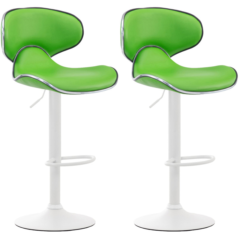 Ensemble de 2 tabourets de bar Las Vegas V2, similicuir, blanc/vert