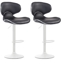 Lot de 2 tabourets de bar Las Vegas V2, similicuir, blanc/noir