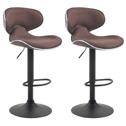 Conjunto de 2 banquetas de bar Las Vegas V2, tecido preto/marrom