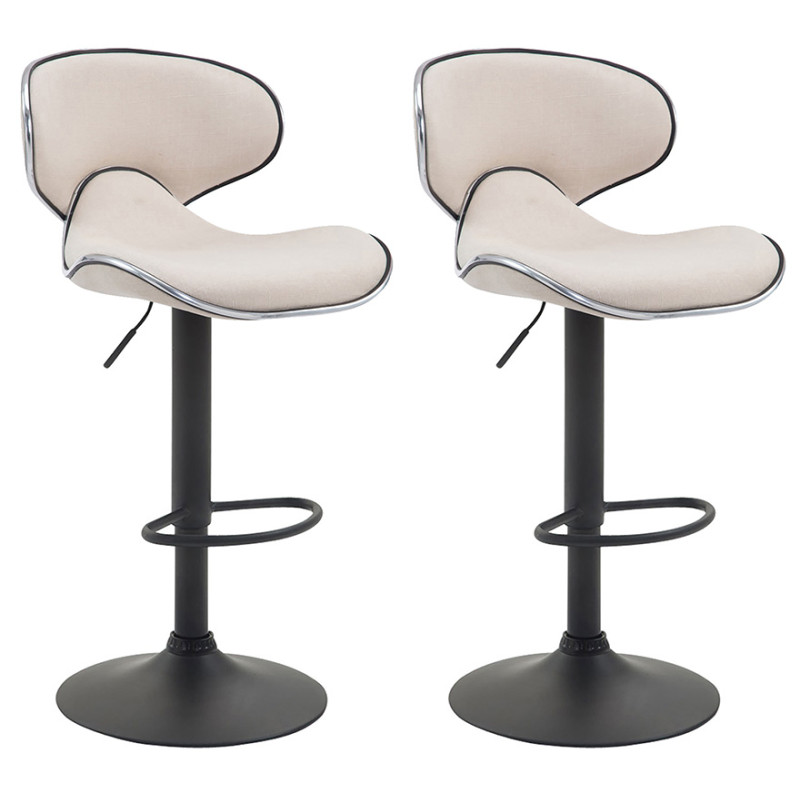 Conjunto de 2 banquetas de bar Las Vegas V2, em tecido preto e creme.