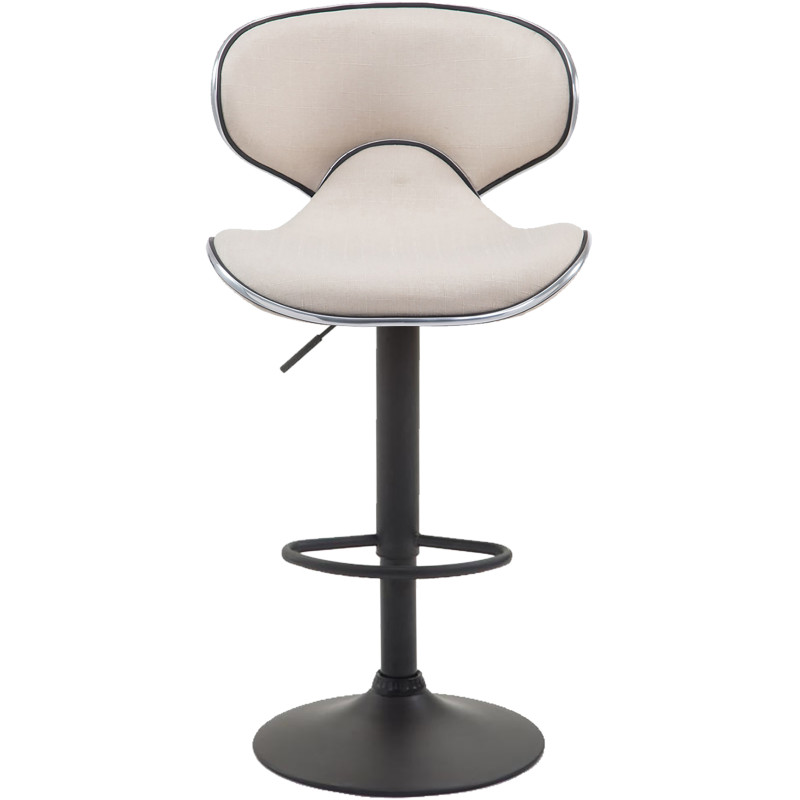 Ensemble de 2 tabourets de bar Las Vegas V2, tissu noir et crème