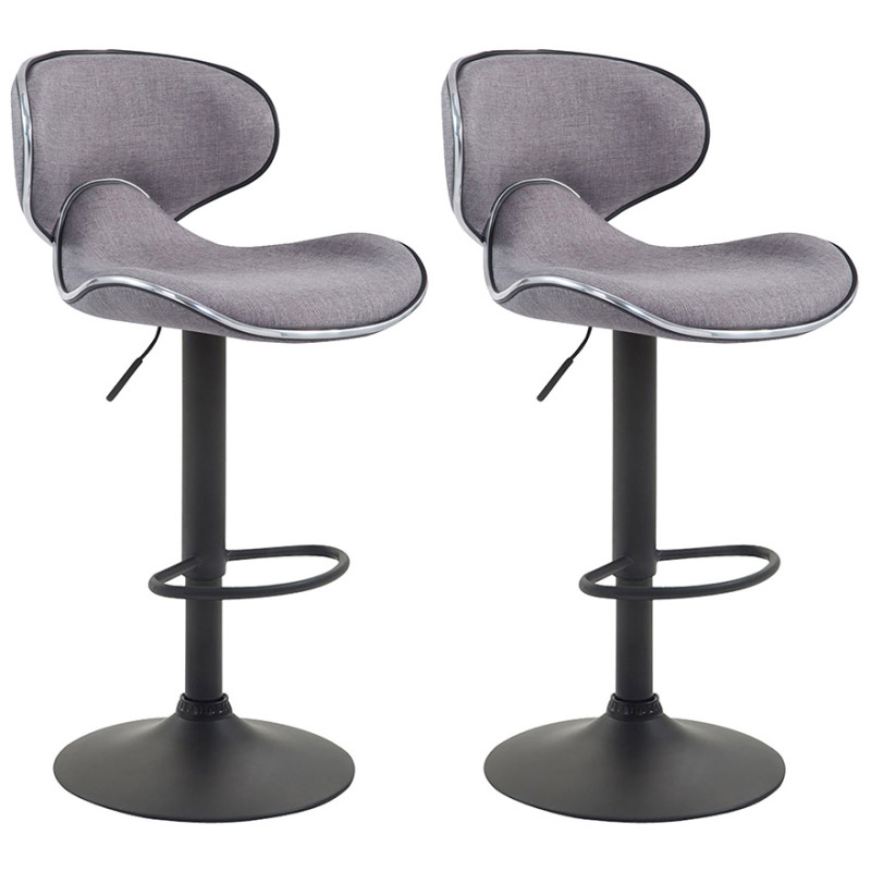 Set di 2 sgabelli da bar Las Vegas V2, tessuto nero/grigio chiaro