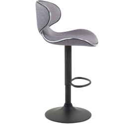 Ensemble de 2 tabourets de bar Las Vegas V2, tissu noir/gris clair