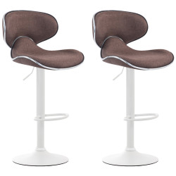 Ensemble de 2 tabourets de bar Las Vegas V2, tissu blanc/marron