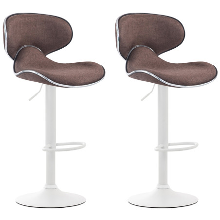 Ensemble de 2 tabourets de bar Las Vegas V2, tissu blanc/marron