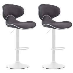 Ensemble de 2 tabourets de bar Las Vegas V2, tissu blanc/gris foncé