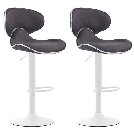Set di 2 sgabelli da bar Las Vegas V2, tessuto bianco/grigio scuro